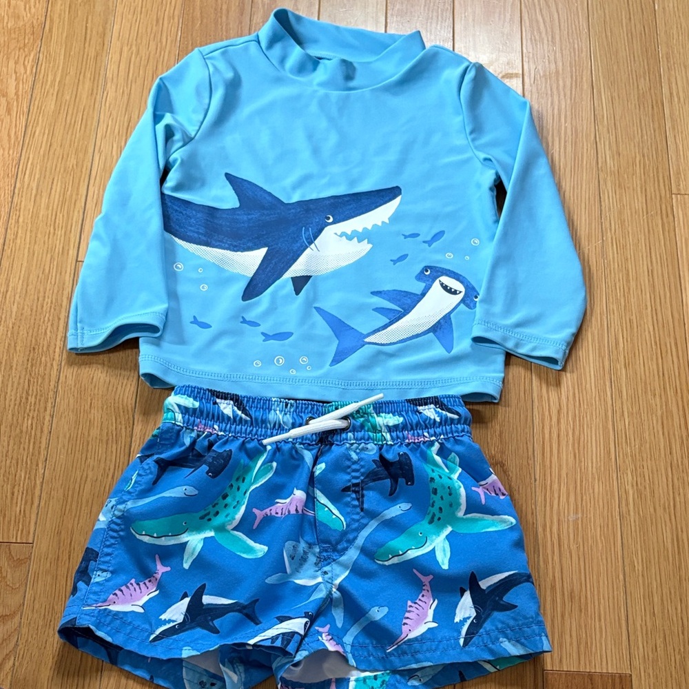 Carter's Blue Shark Rashguard Set